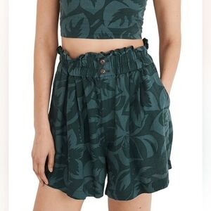 Madewell Green Floral Paperbag Shorts Size XS